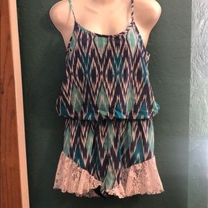 Brand new never worn blue Aztec romper